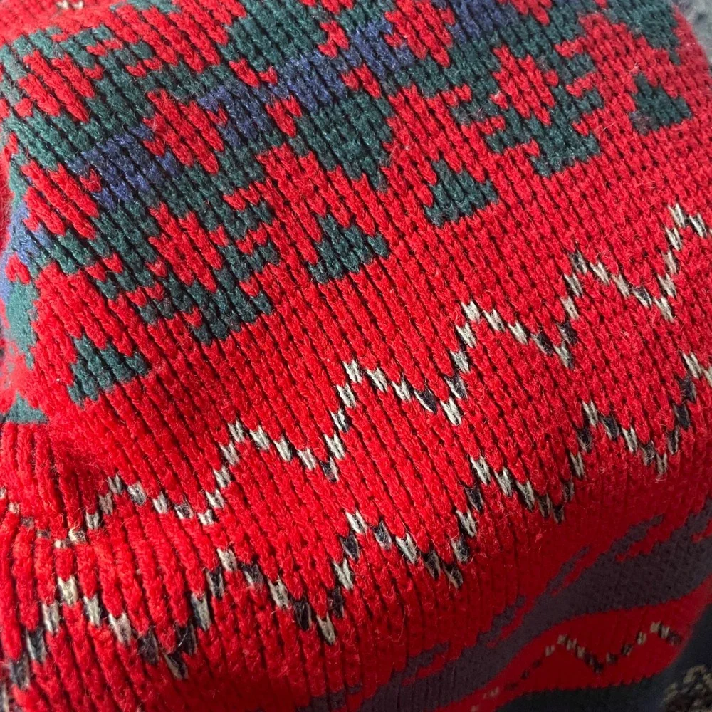 Stefano International Vintage Red Geometric Southwestern Mock Neck Sweater Small